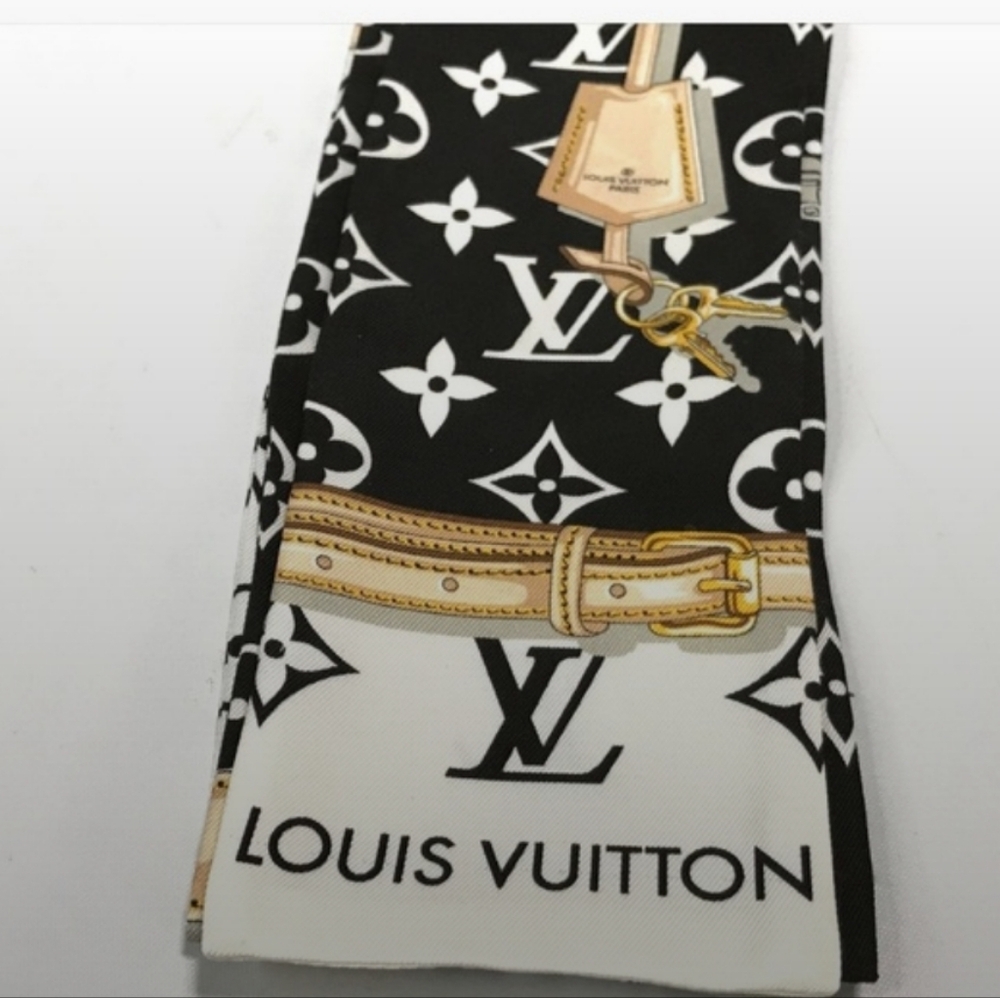 Authentic LOUIS VUITTON Silk Monogram Confidential Bandeau Scarf/Twilly - Picture 6 of 8